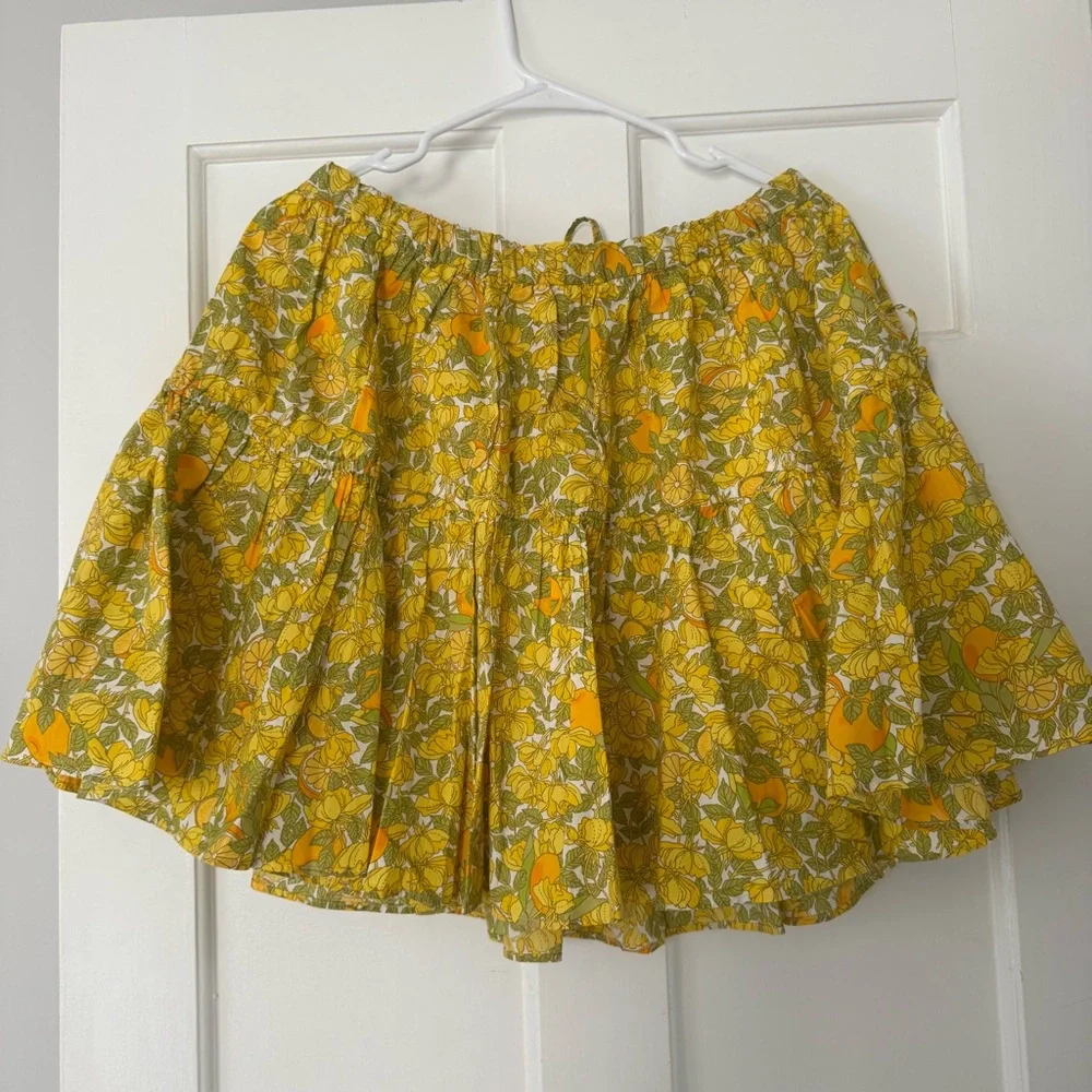 J. Crew Yellow Floral Tiered Circle Skirt